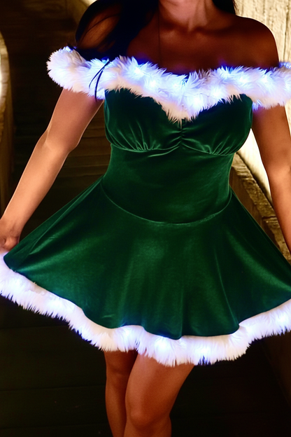 Green dress with bright LED lights